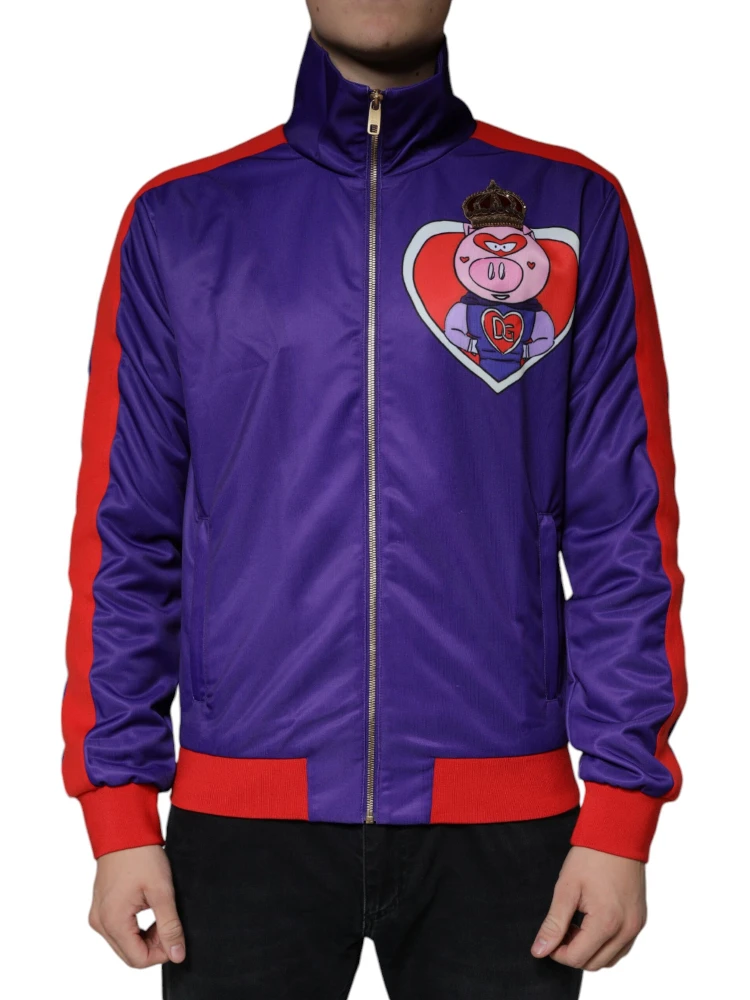 Purple YEAR OF THE PIG Full Zip Bomber Jacket