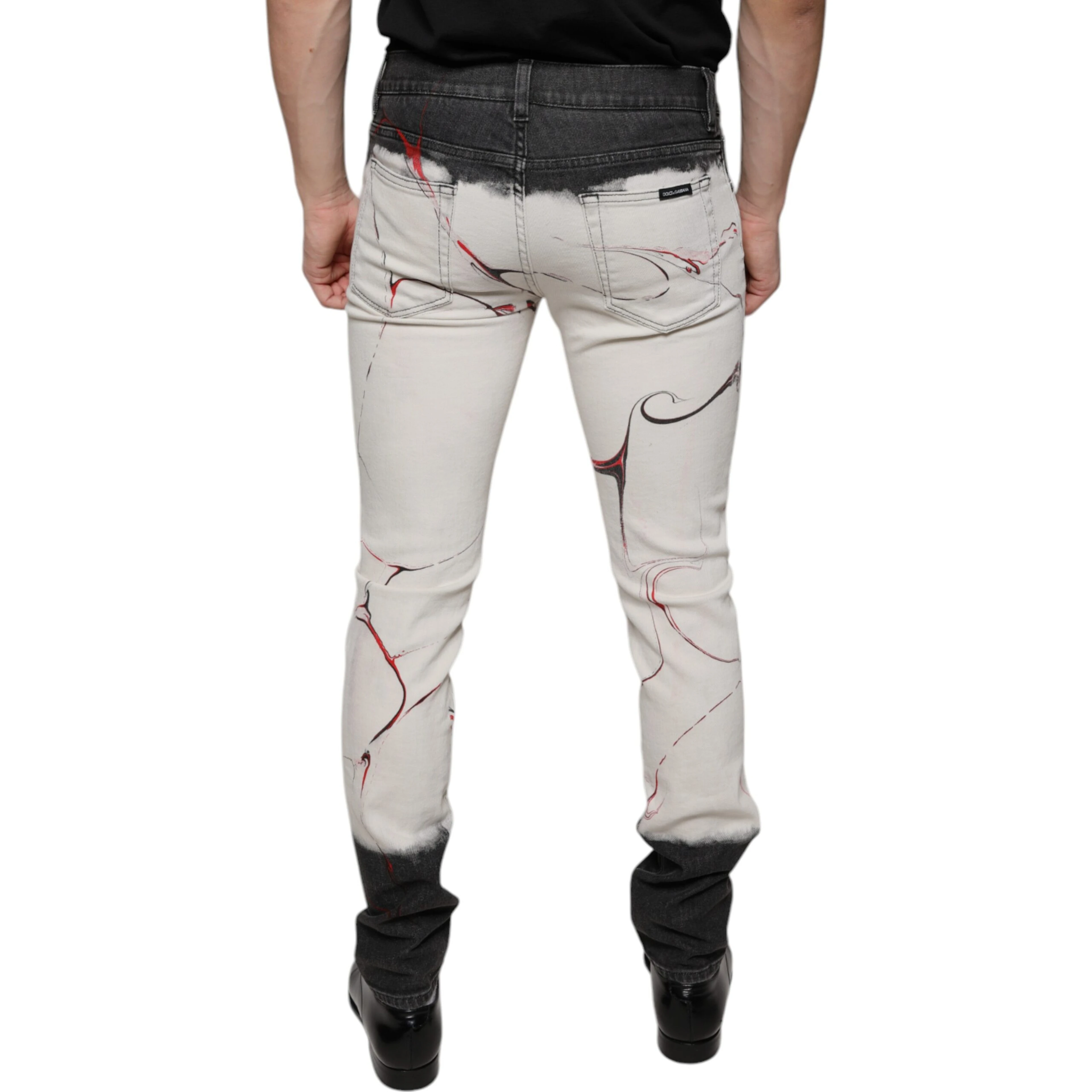 Black White Printed Skinny Men Denim Jeans