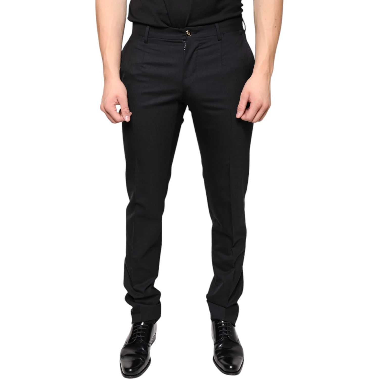 Black Wool Skinny Men Dress Pants