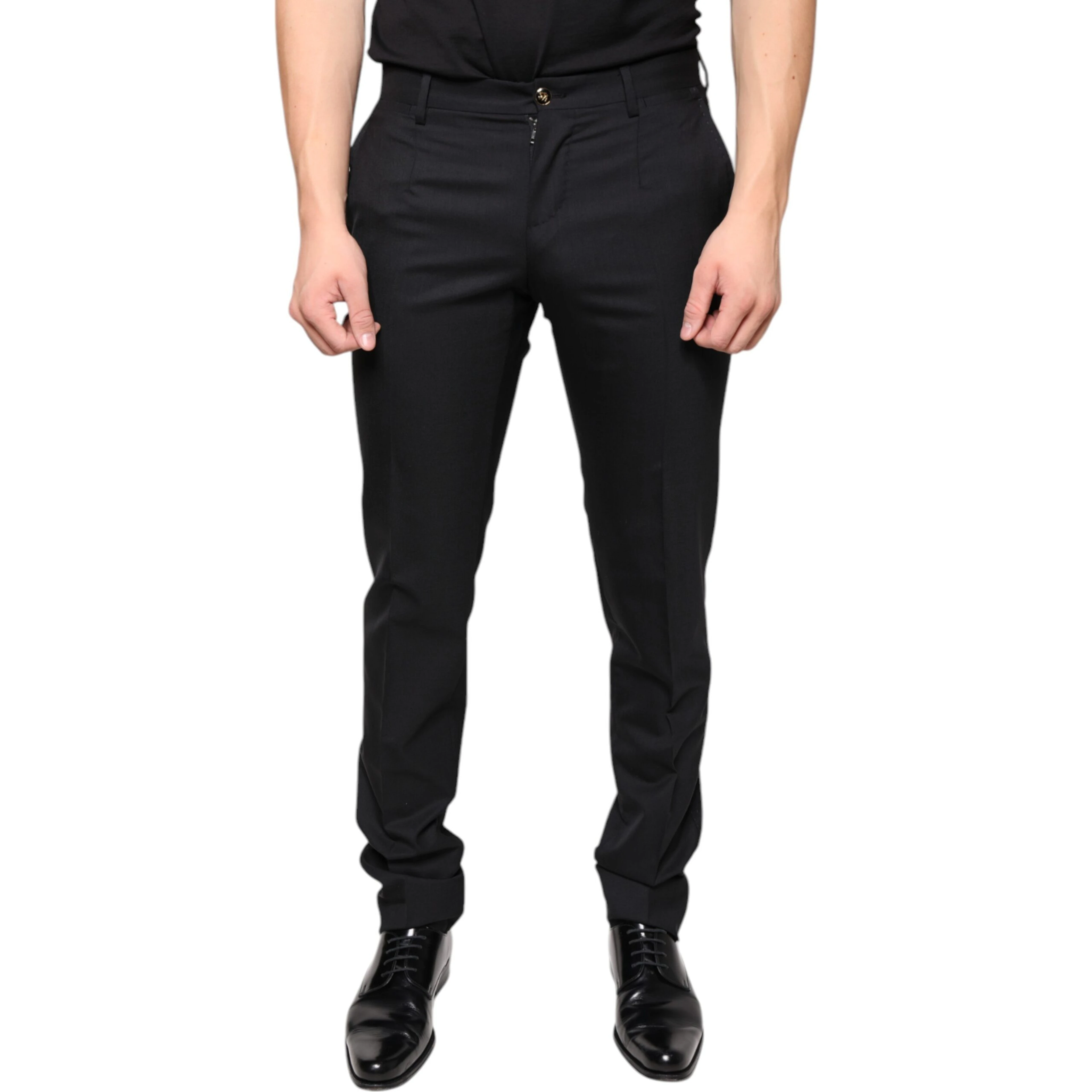 Black Wool Skinny Men Dress Pants