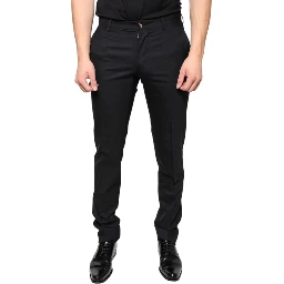 Black Wool Skinny Men Dress Pants