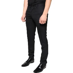 Black Wool Skinny Men Dress Pants