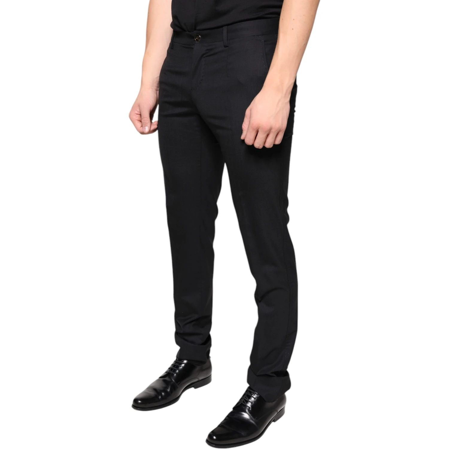 Black Wool Skinny Men Dress Pants