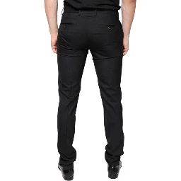 Black Wool Skinny Men Dress Pants