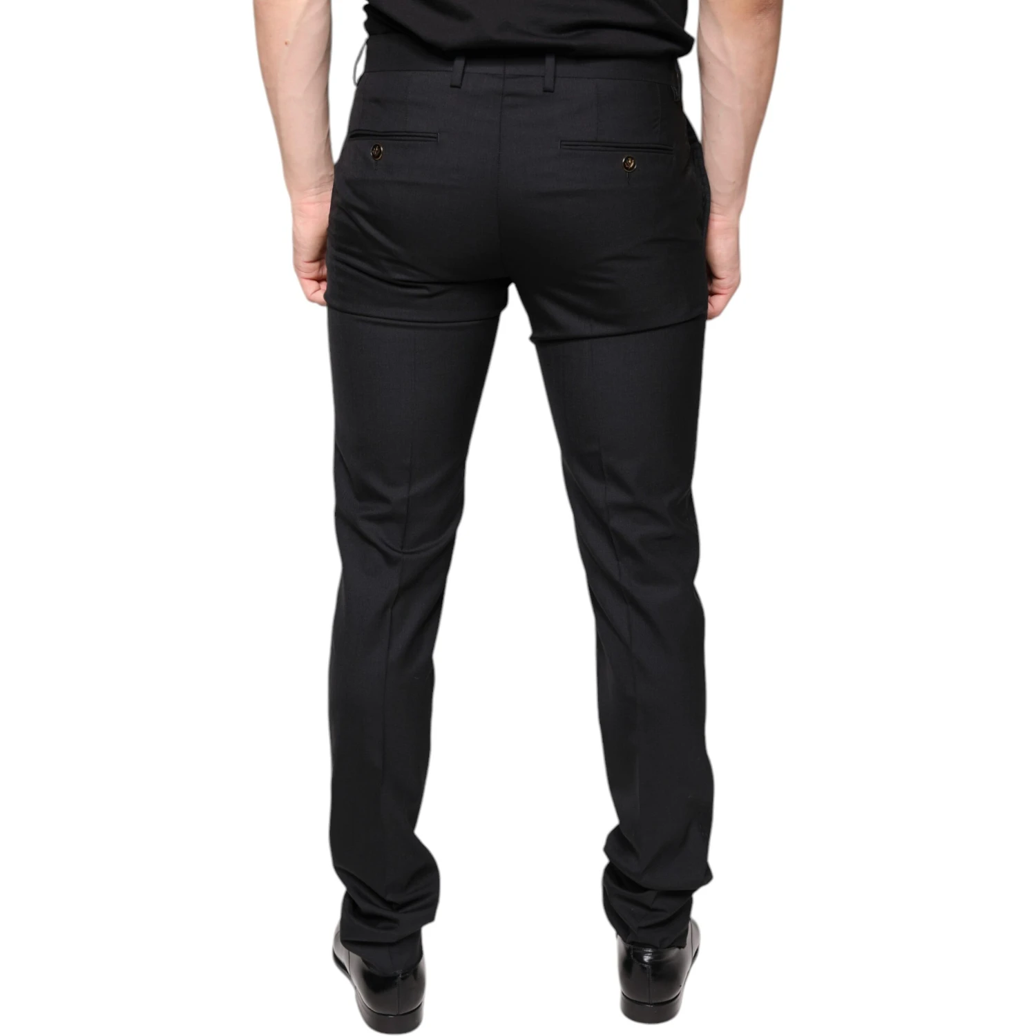 Black Wool Skinny Men Dress Pants