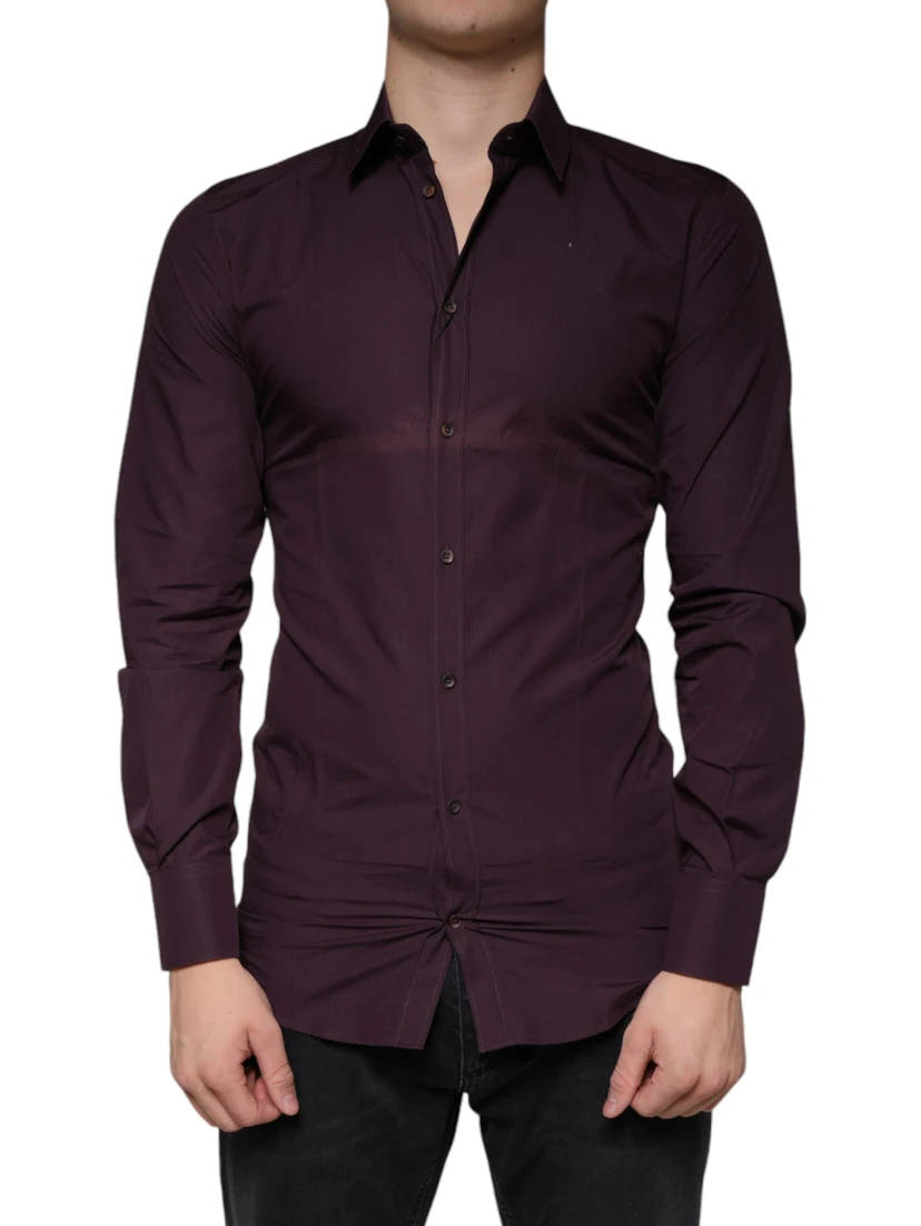 Dark Violet Cotton Dress GOLD Men Formal Shirt