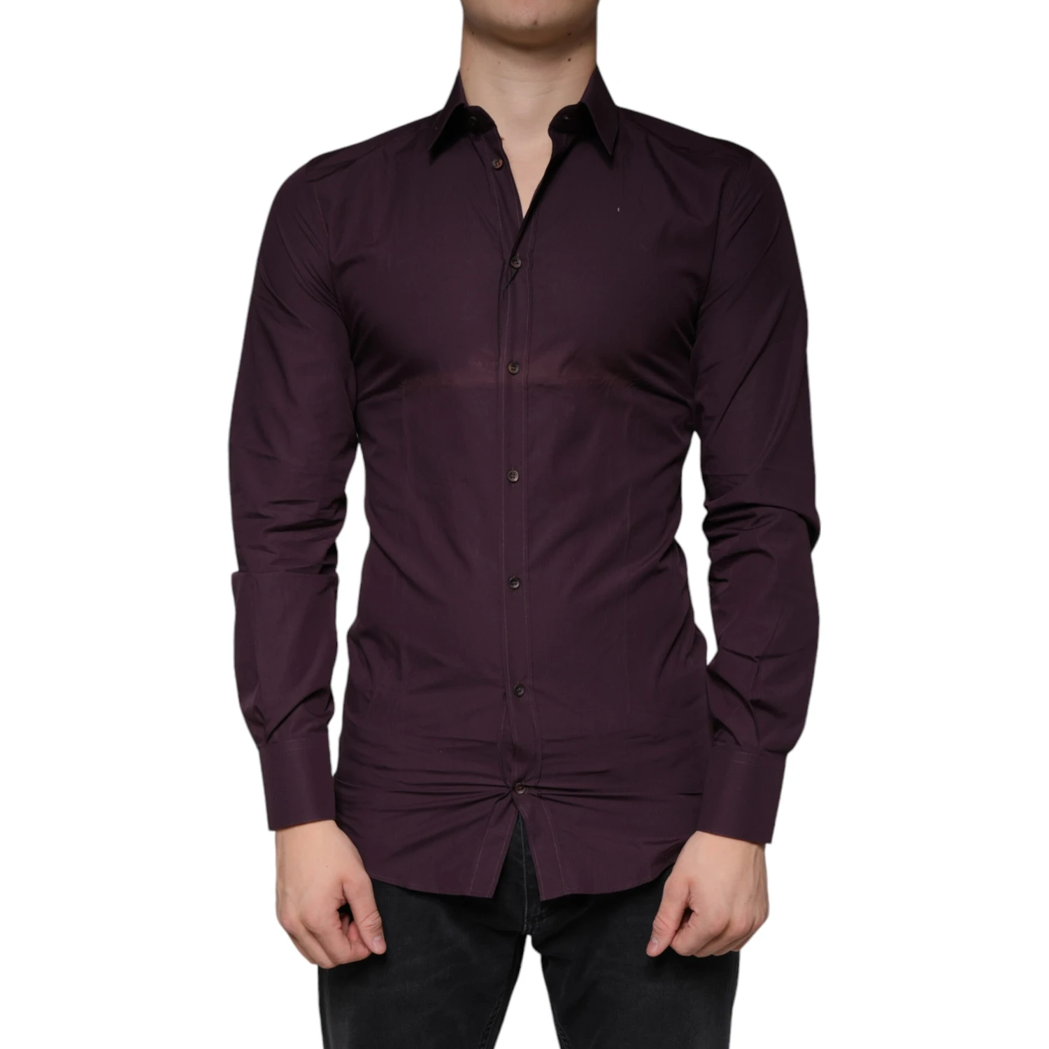 Dark Violet Cotton Dress GOLD Men Formal Shirt
