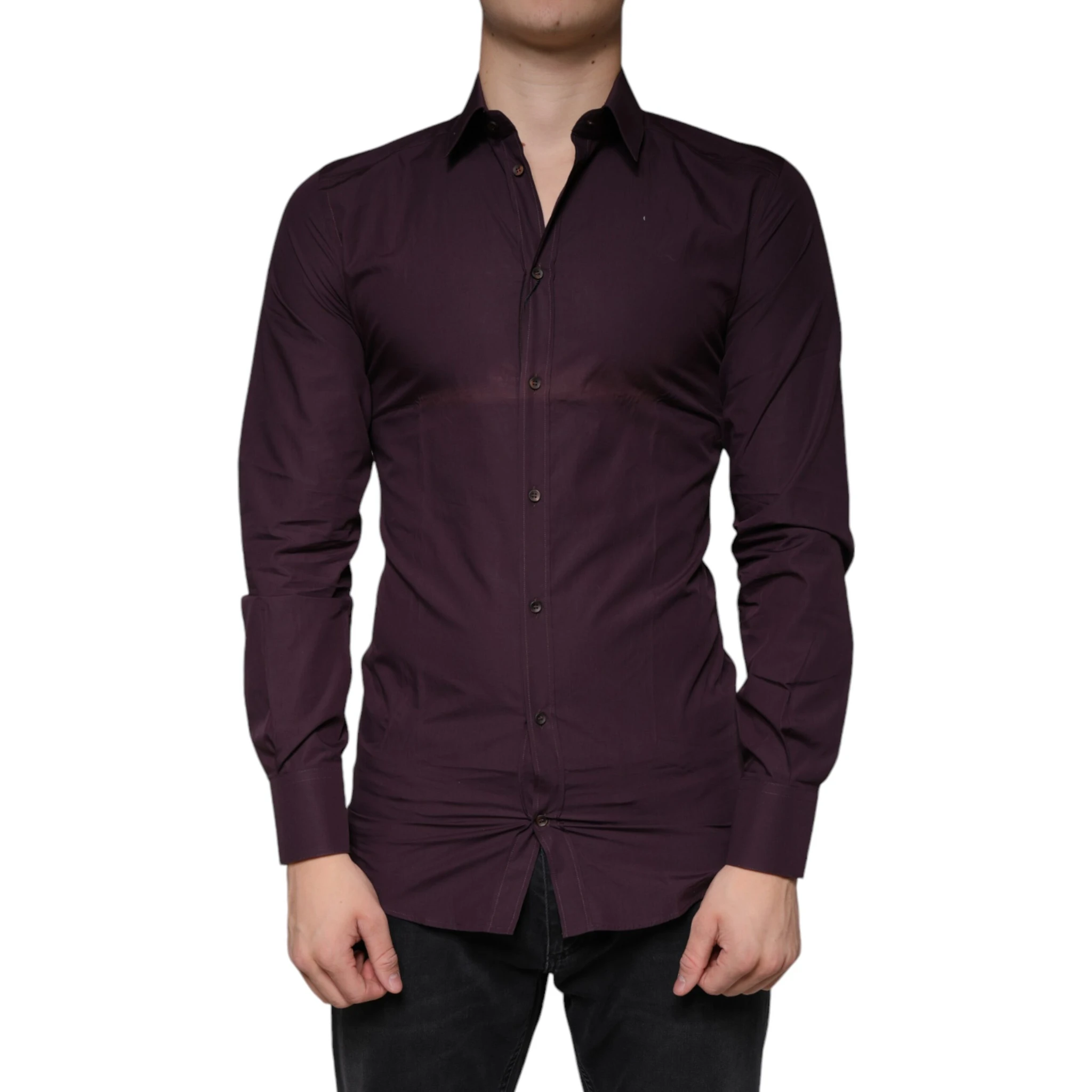 Dark Violet Cotton Dress GOLD Men Formal Shirt