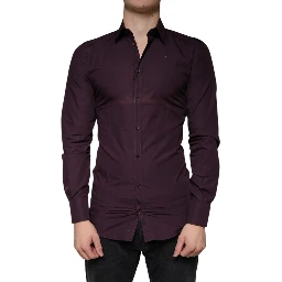Dark Violet Cotton Dress GOLD Men Formal Shirt