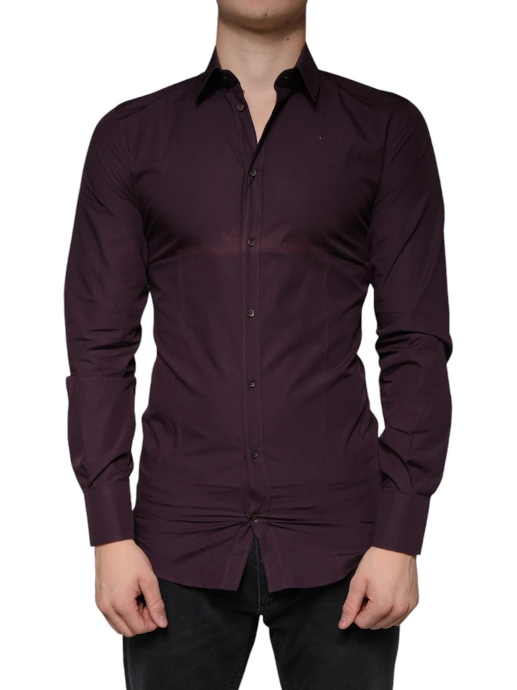 Dark Violet Cotton Dress GOLD Men Formal Shirt alternative