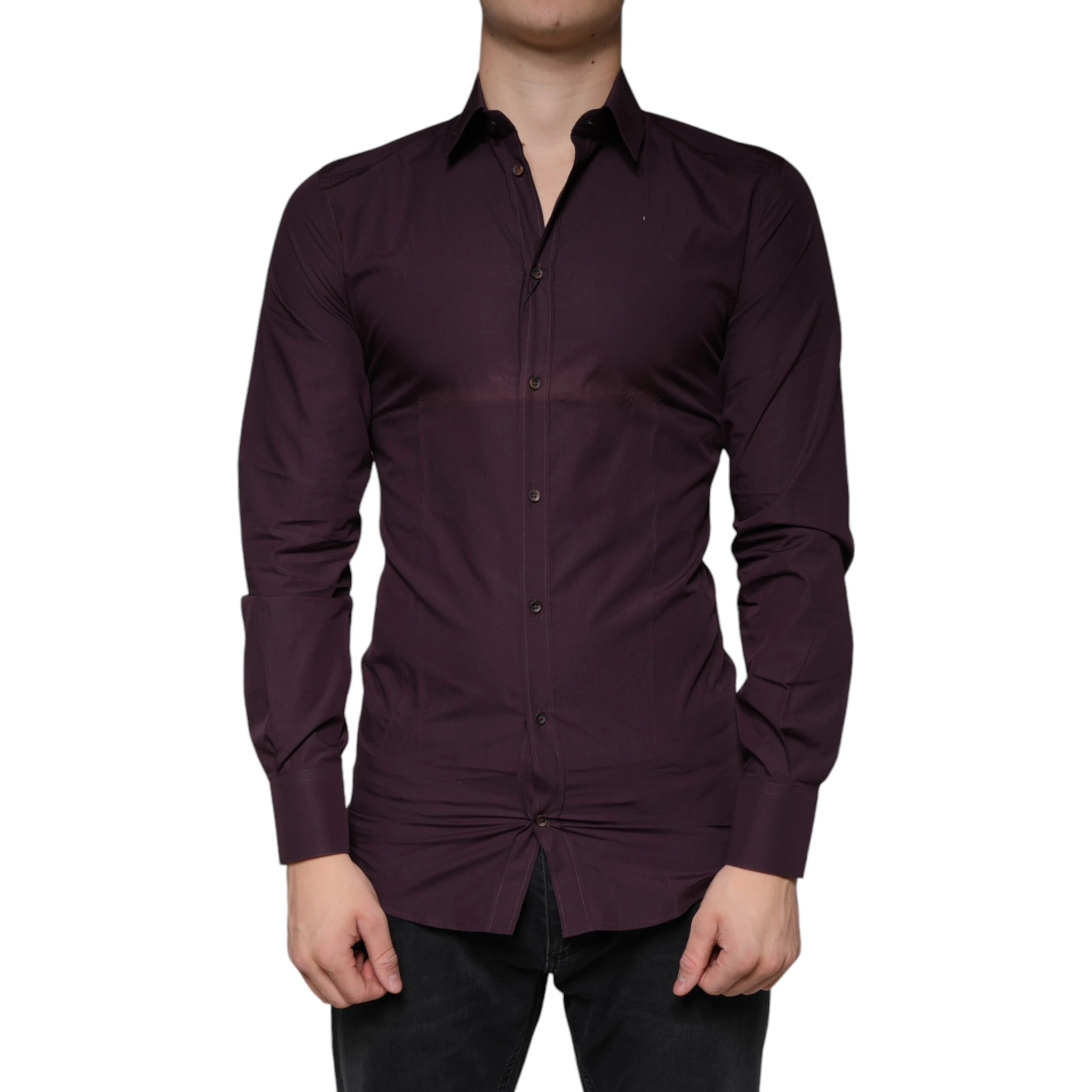 Dark Violet Cotton Dress GOLD Men Formal Shirt