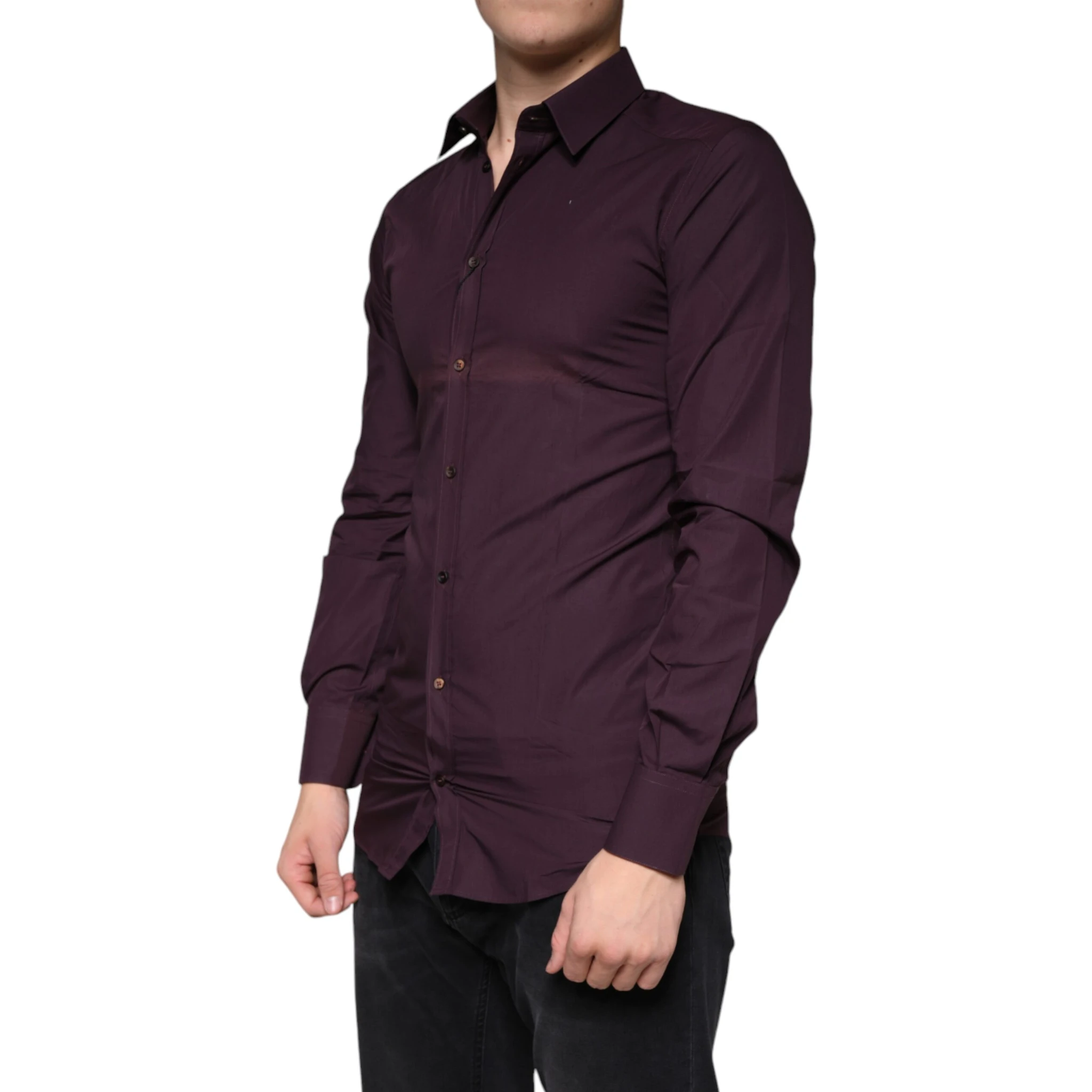 Dark Violet Cotton Dress GOLD Men Formal Shirt
