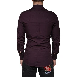Dark Violet Cotton Dress GOLD Men Formal Shirt
