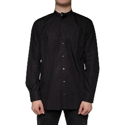 Black Cotton Button Down Men Casual Shirt