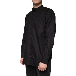 Black Cotton Button Down Men Casual Shirt