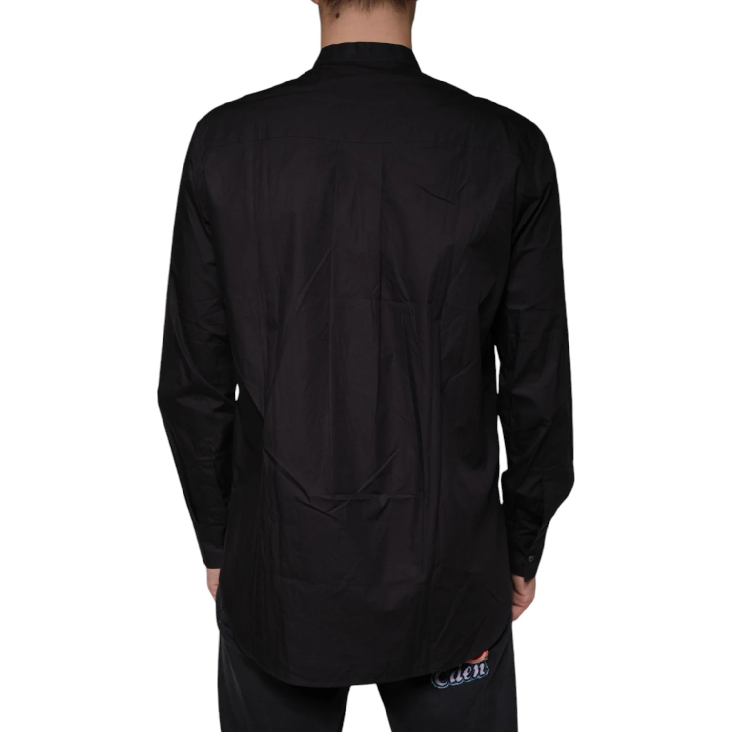 Black Cotton Button Down Men Casual Shirt