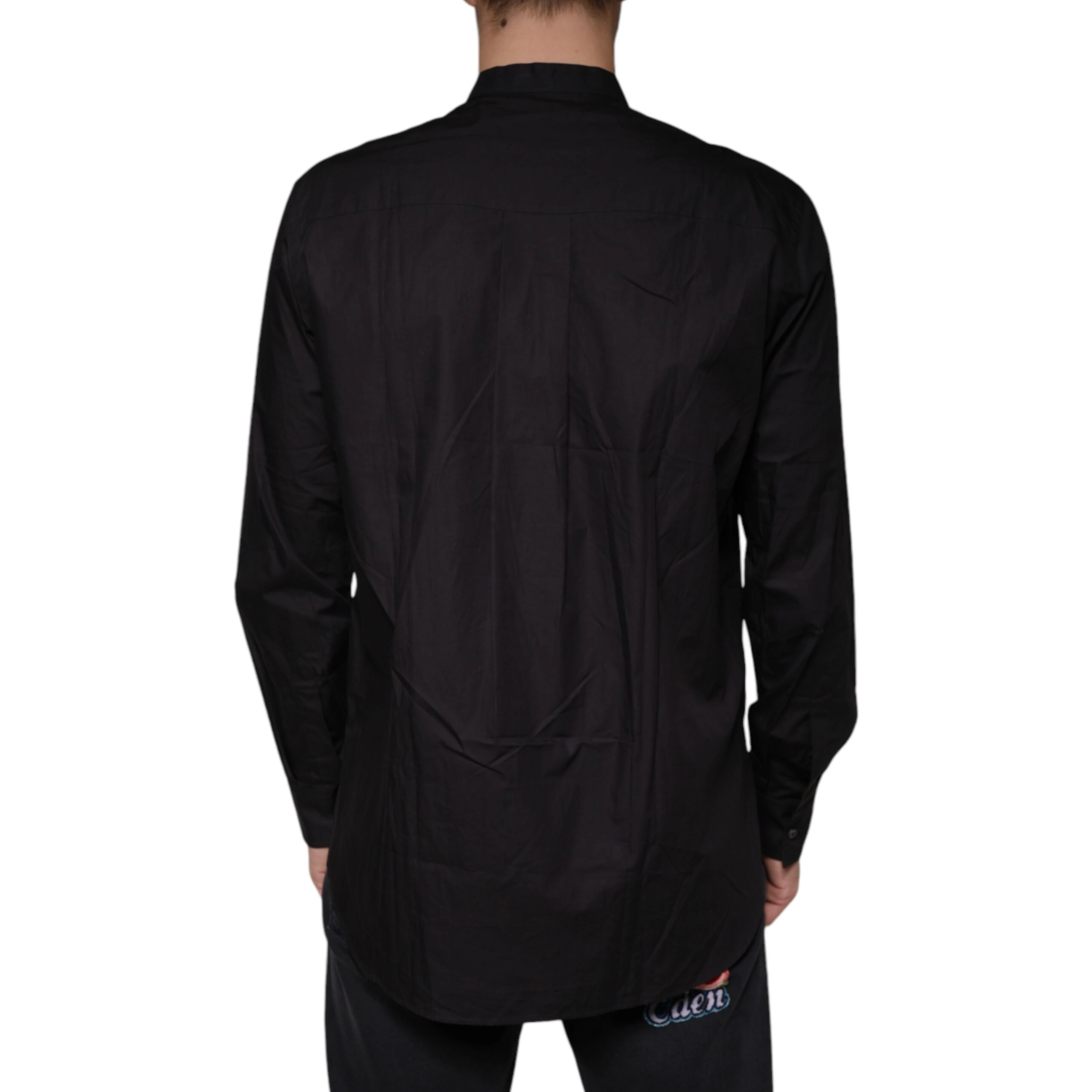 Black Cotton Button Down Men Casual Shirt