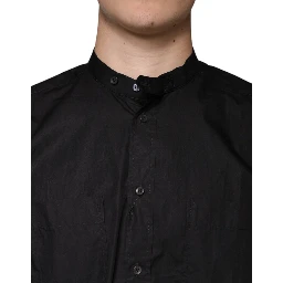 Black Cotton Button Down Men Casual Shirt