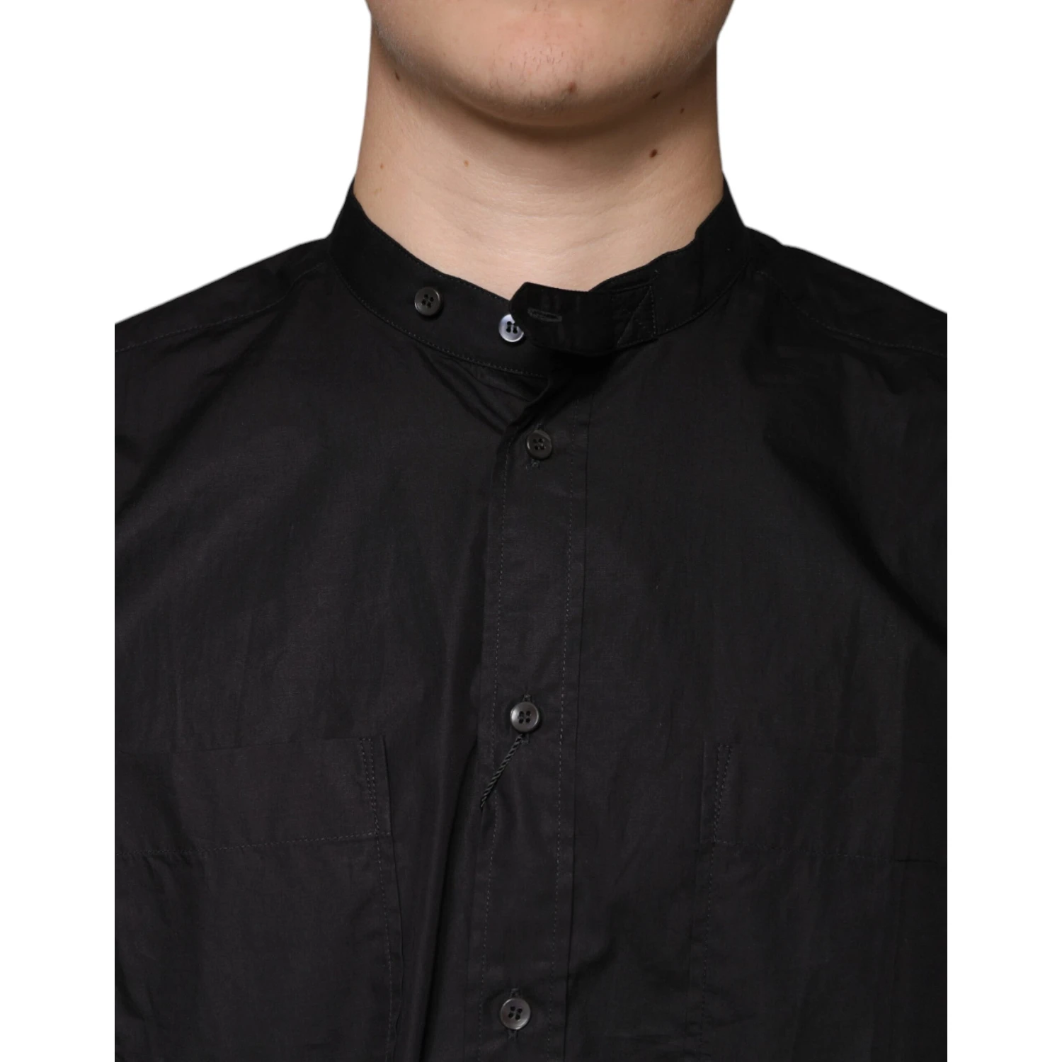 Black Cotton Button Down Men Casual Shirt