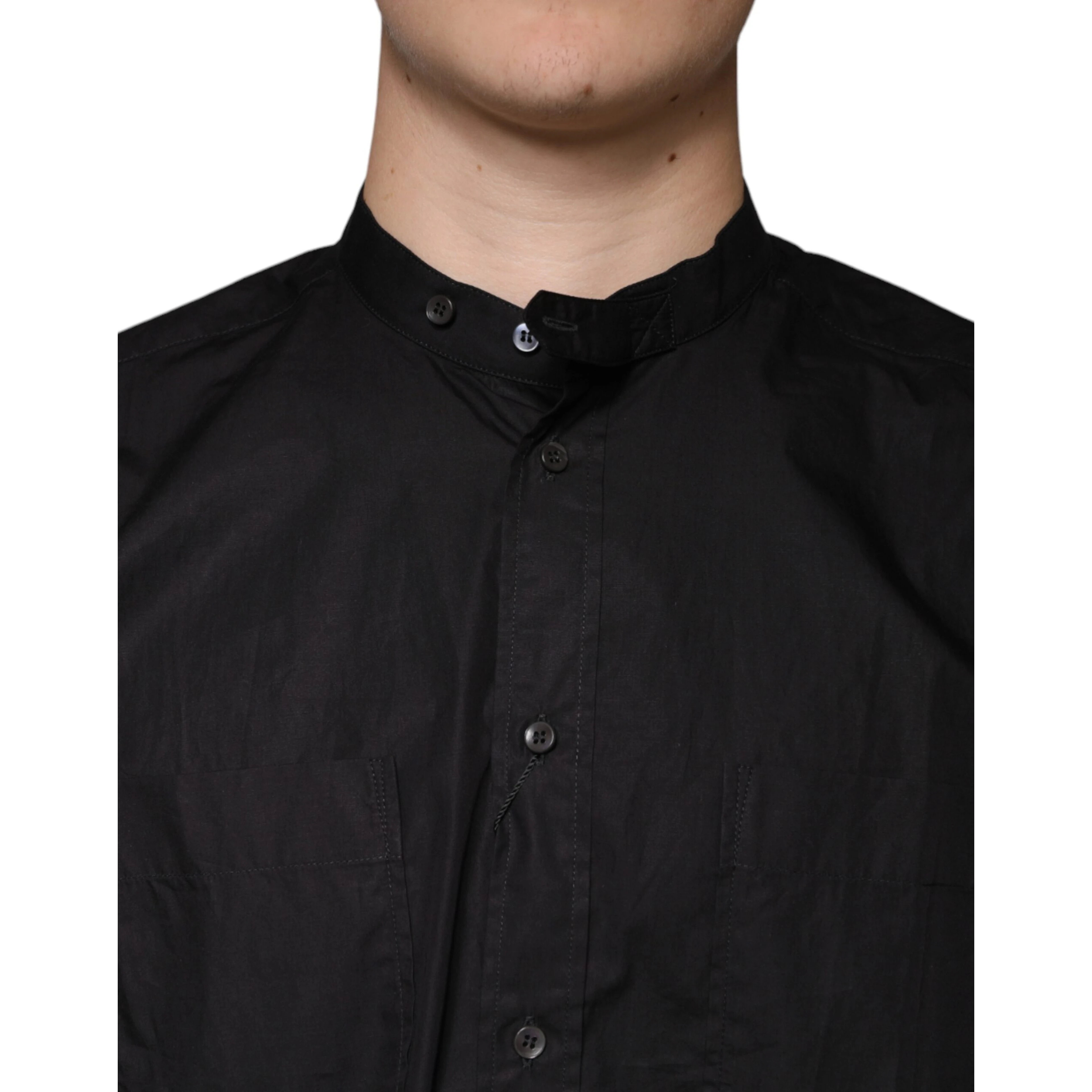 Black Cotton Button Down Men Casual Shirt