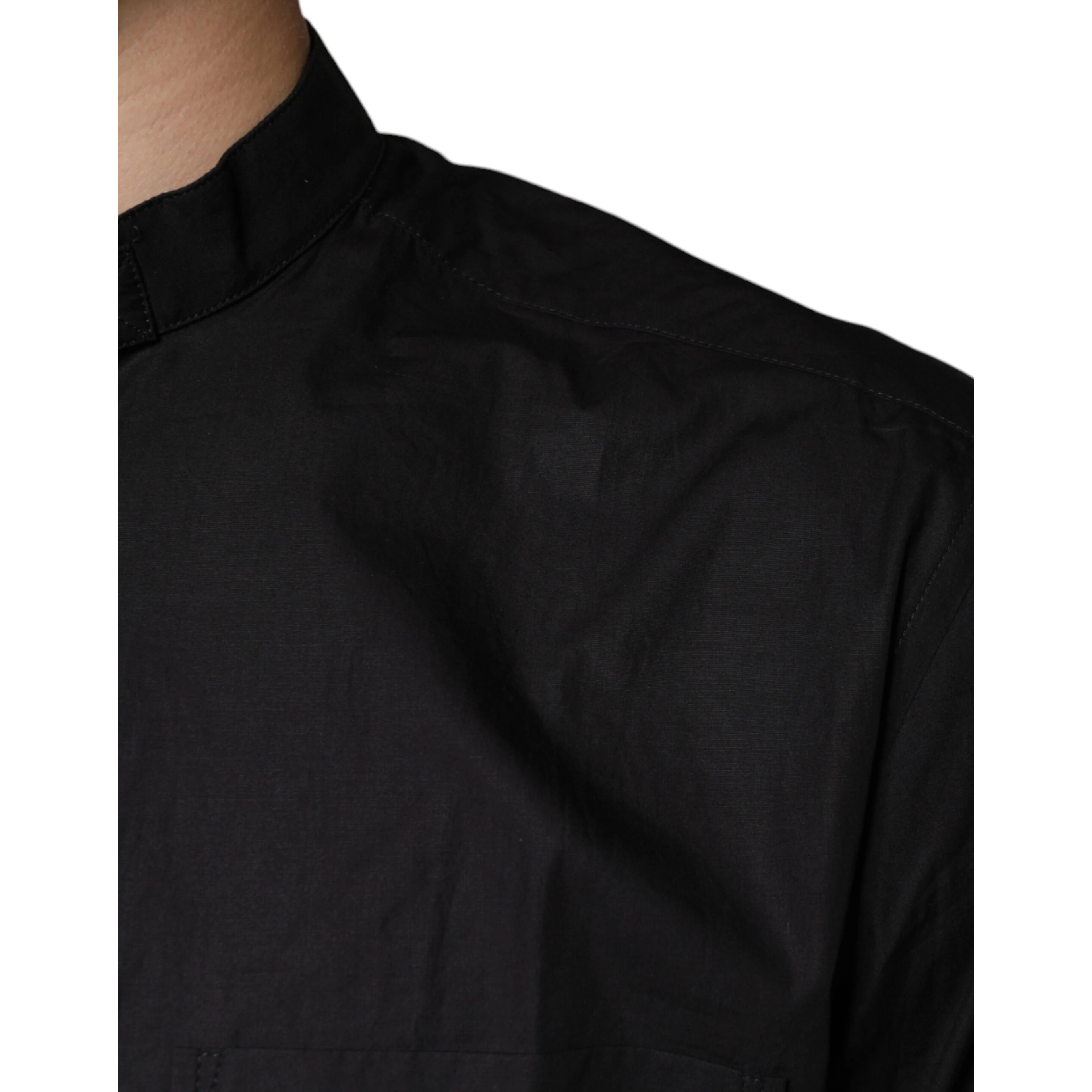 Black Cotton Button Down Men Casual Shirt