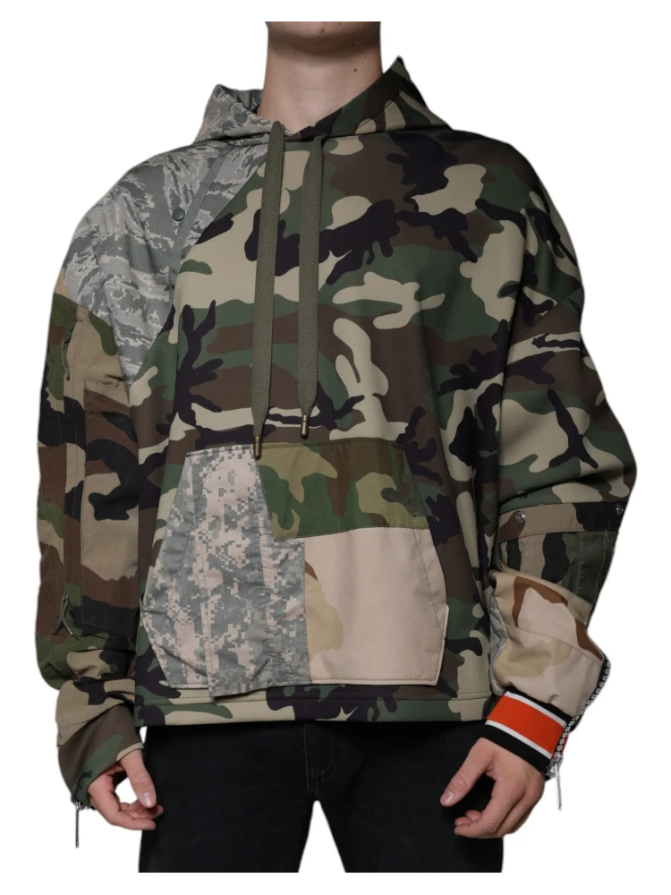 Multicolor Camouflage Hooded Sweatshirt Sweater