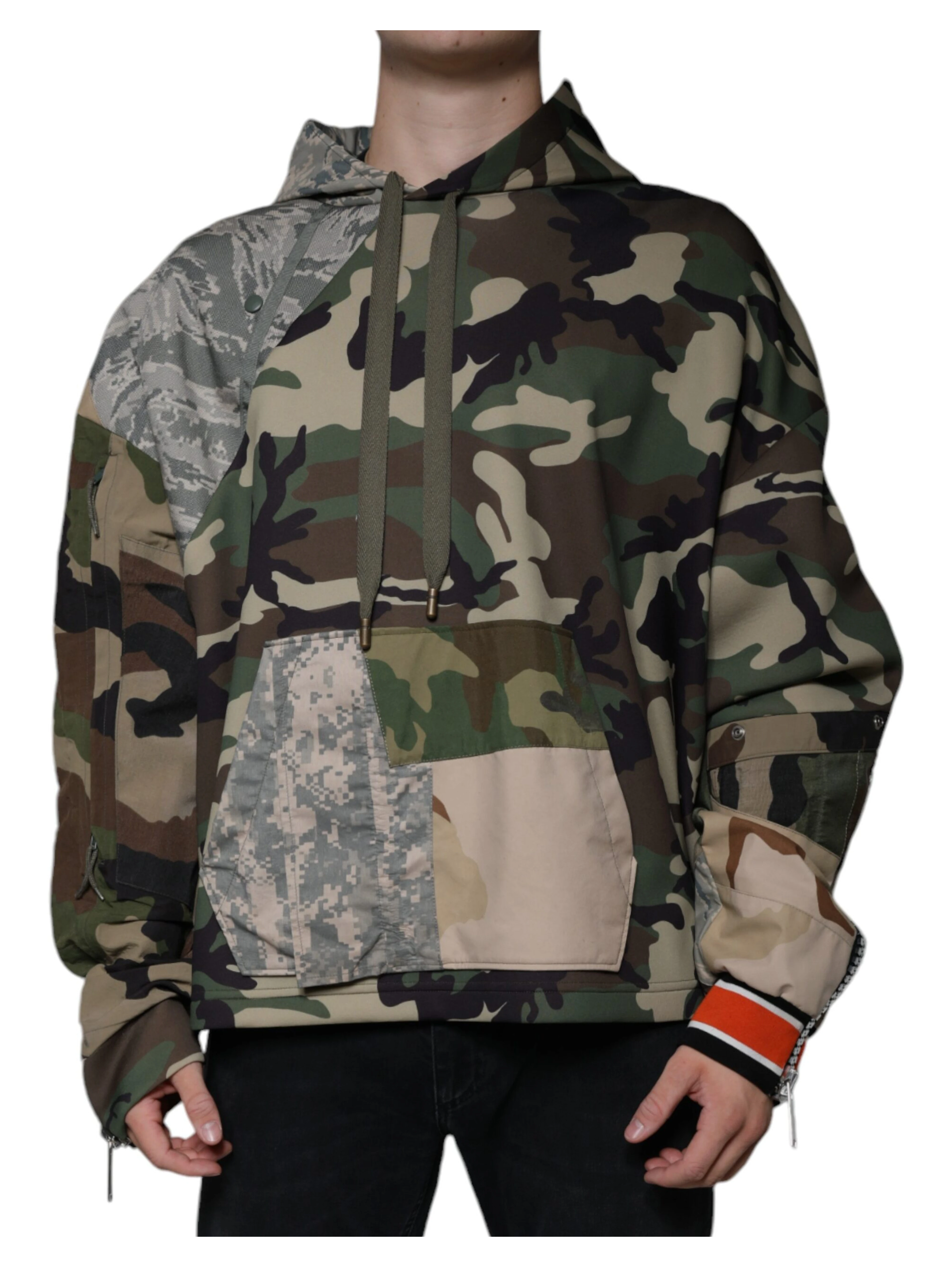 Multicolor Camouflage Hooded Sweatshirt Sweater
