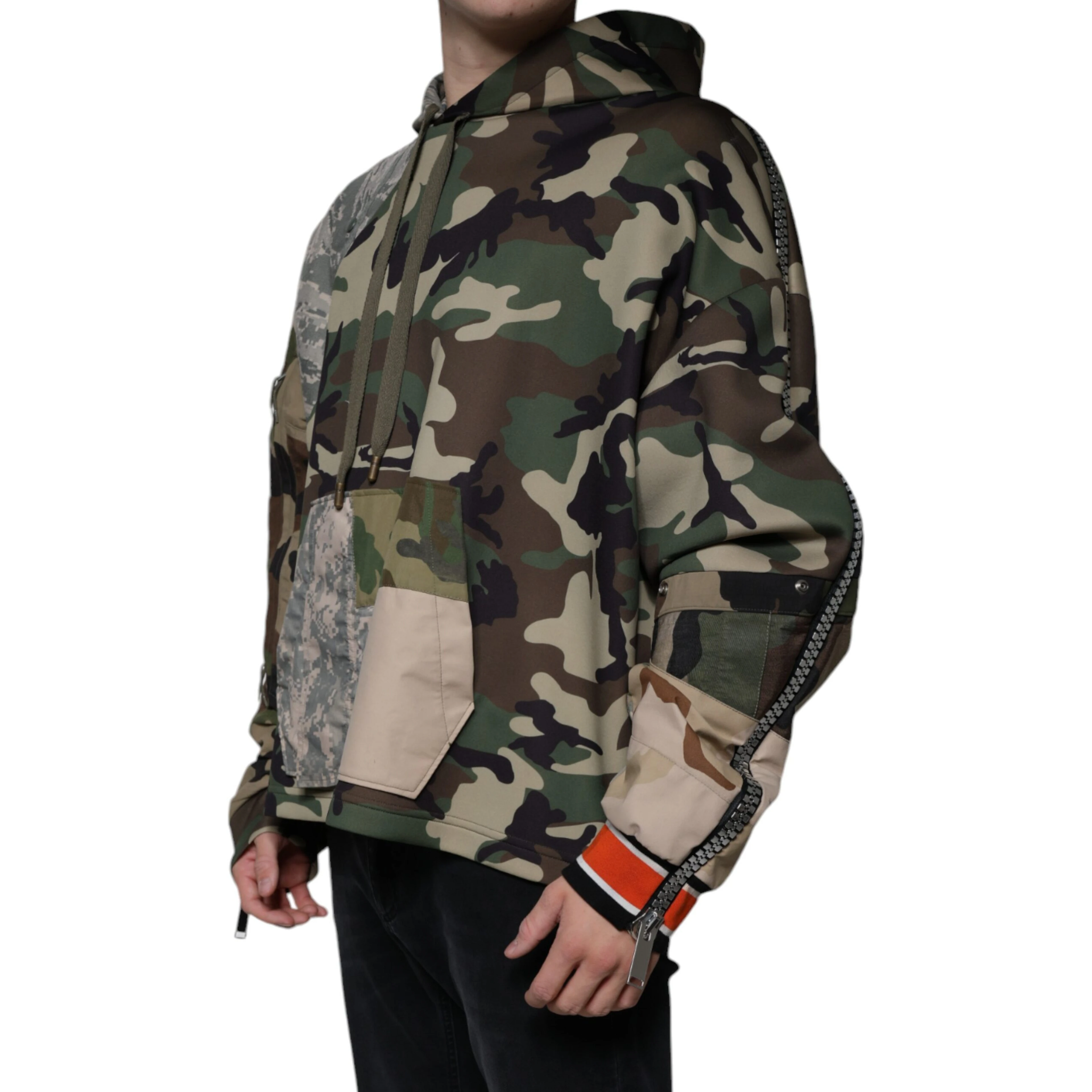 Multicolor Camouflage Hooded Sweatshirt Sweater