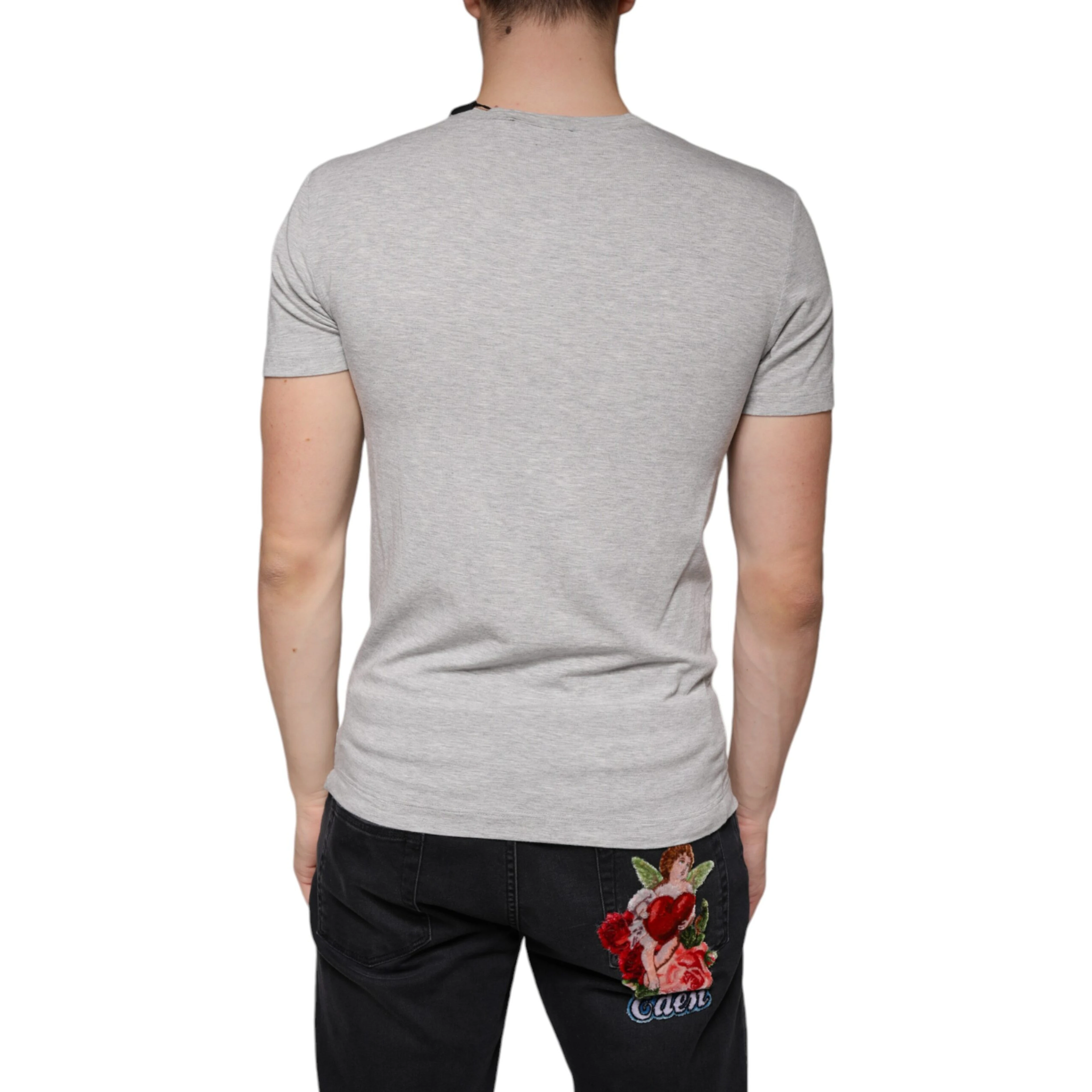 Gray Logo Print Crewneck Short Sleeve T-shirt