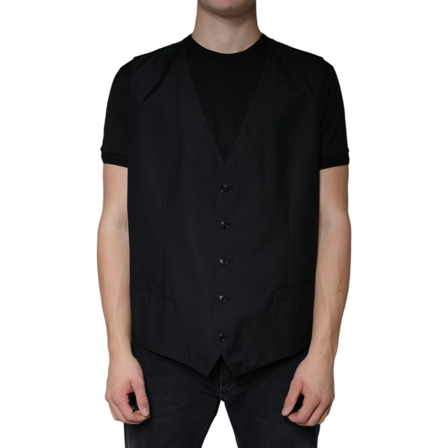 Black Wool Waistcoat Dress Formal Vest
