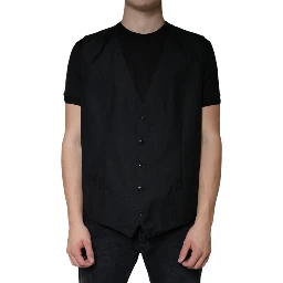 Black Wool Waistcoat Dress Formal Vest