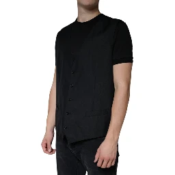 Black Wool Waistcoat Dress Formal Vest