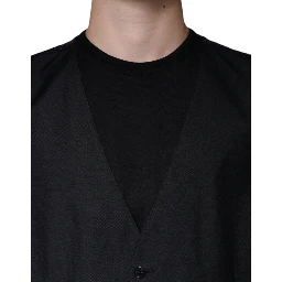 Black Wool Waistcoat Dress Formal Vest