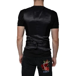 Black Leather Waistcoat Dress Formal Vest