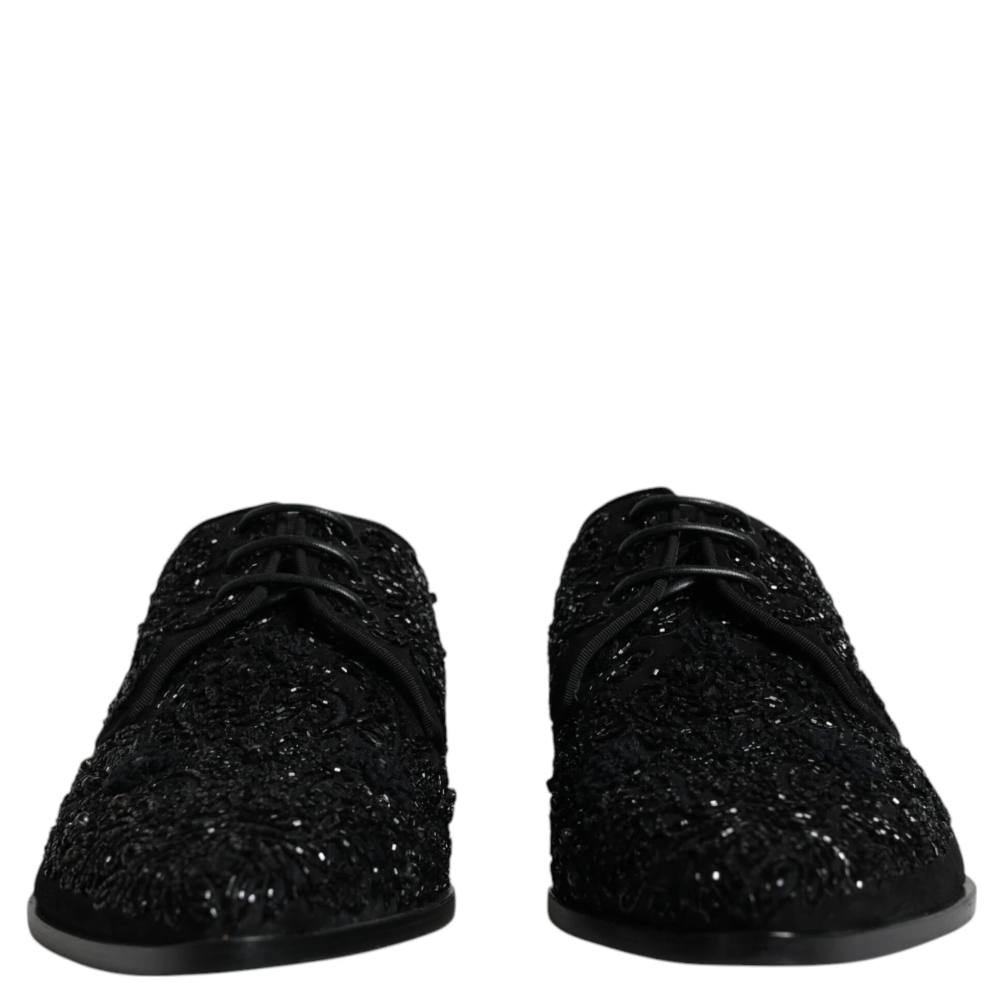 Black Embellished Suede Derby Formal Shoes