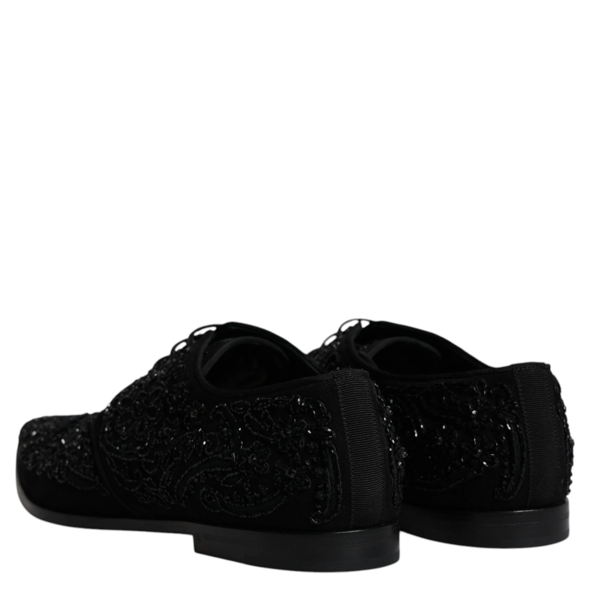 Black Embellished Suede Derby Formal Shoes