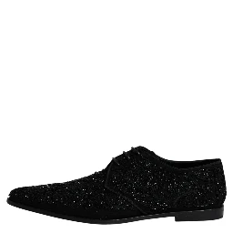 Black Embellished Suede Derby Formal Shoes