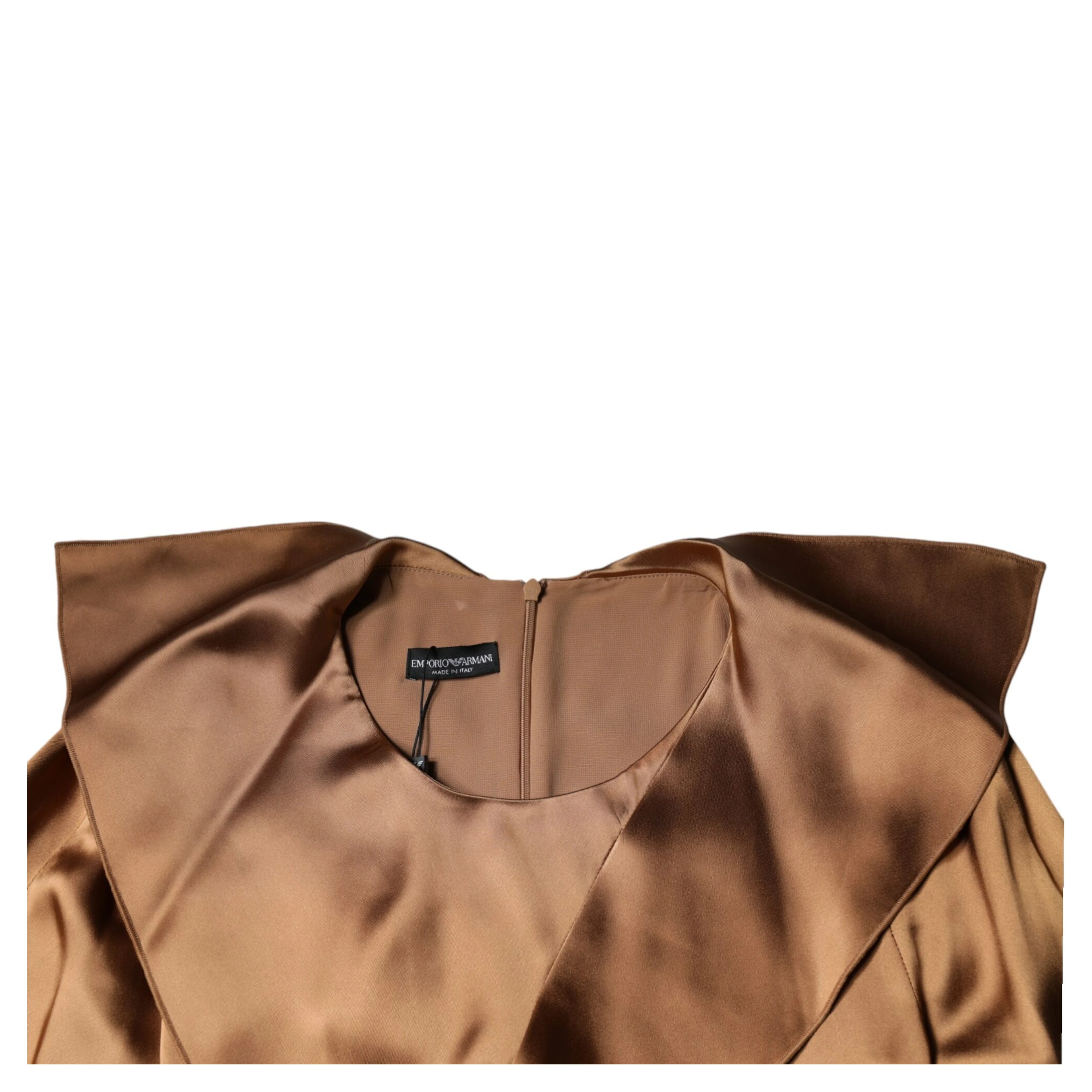 Brown Satin Long Sleeves Wrap Sheath Mini Dress