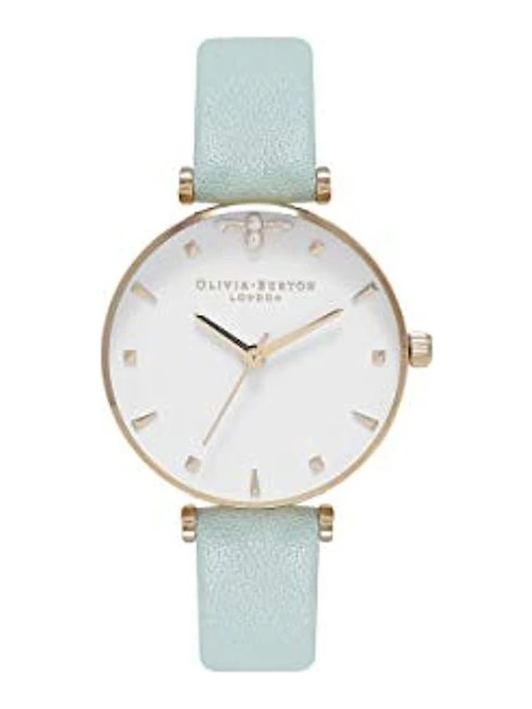 Green Artificial Leather Dress Watch