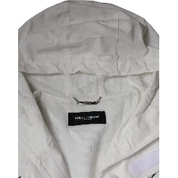 White Hooded Parka Polyester Trench Coat Jacket