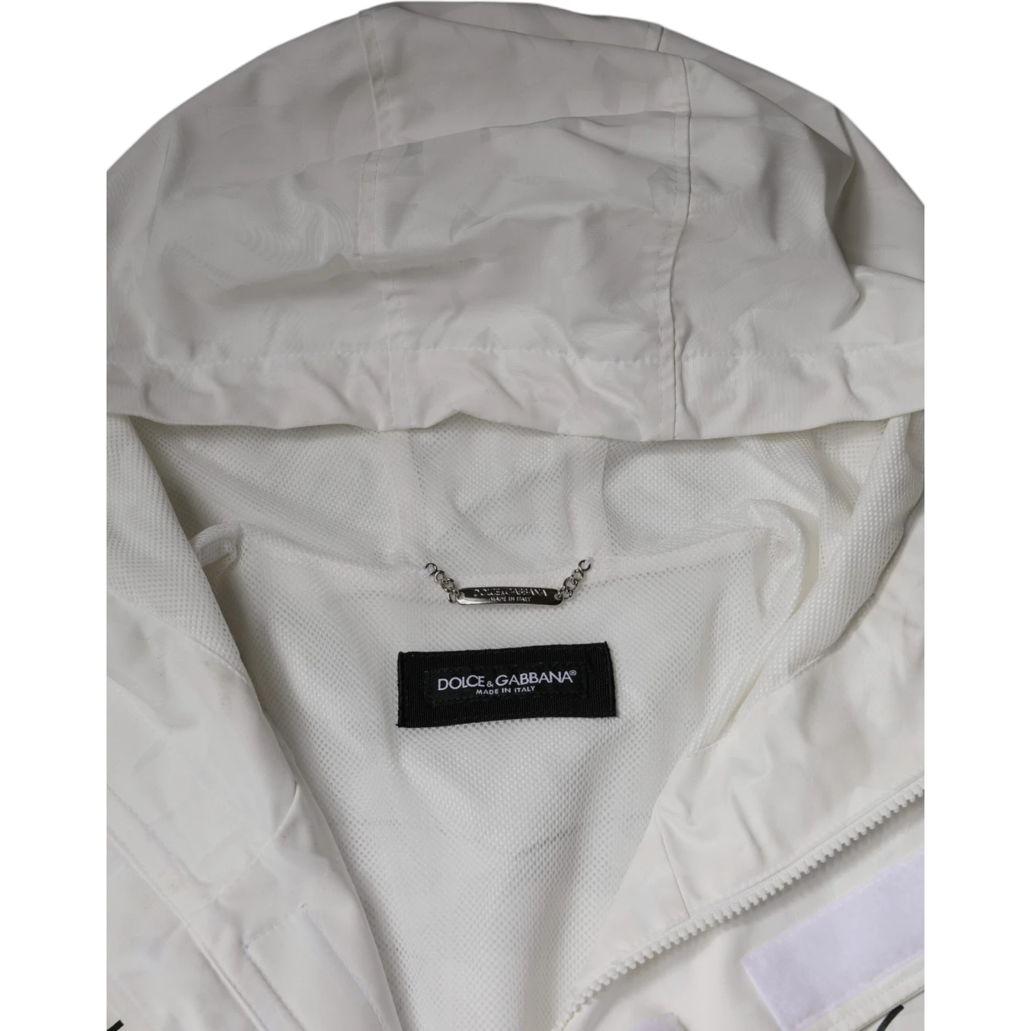 White Hooded Parka Polyester Trench Coat Jacket