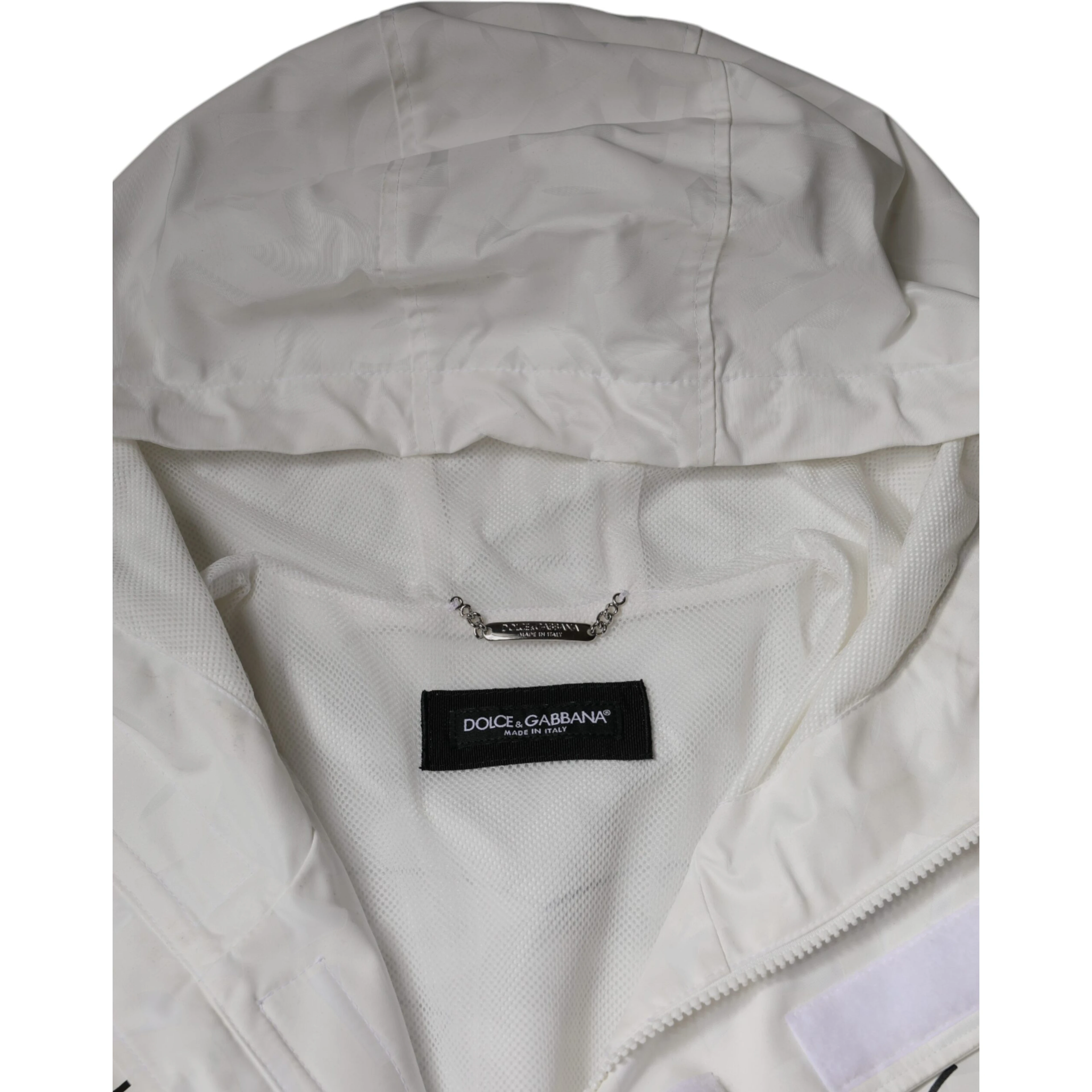 White Hooded Parka Polyester Trench Coat Jacket
