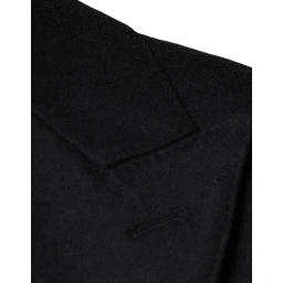 Black Wool Double Breasted Men Coat Jacket