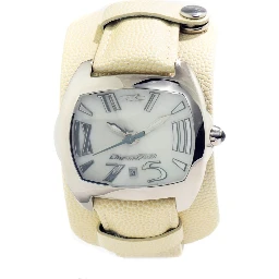 Beige Leather Dress Watch