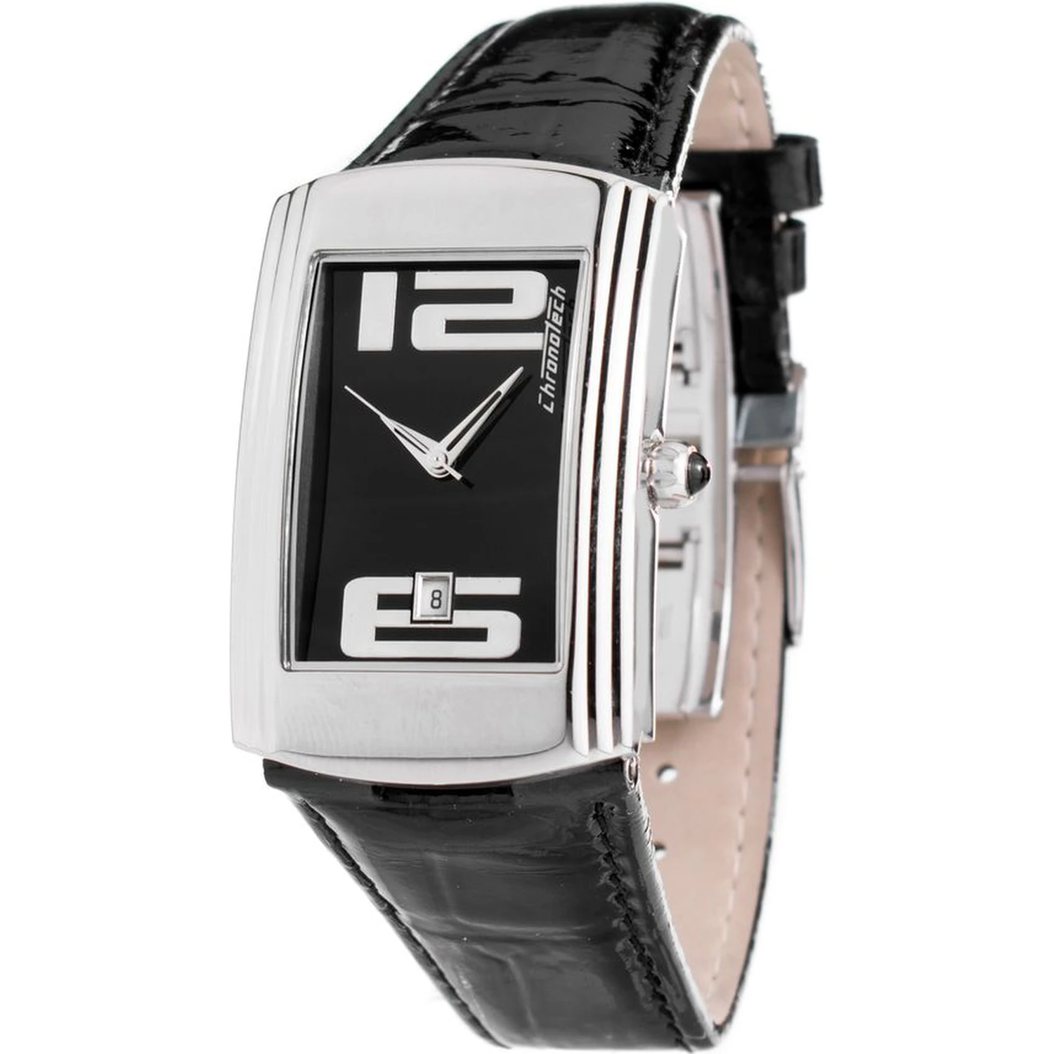 Black Leather Dress Watch
