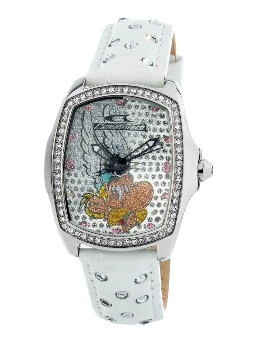 ساعة يد رسمية من الجلد الأبيض