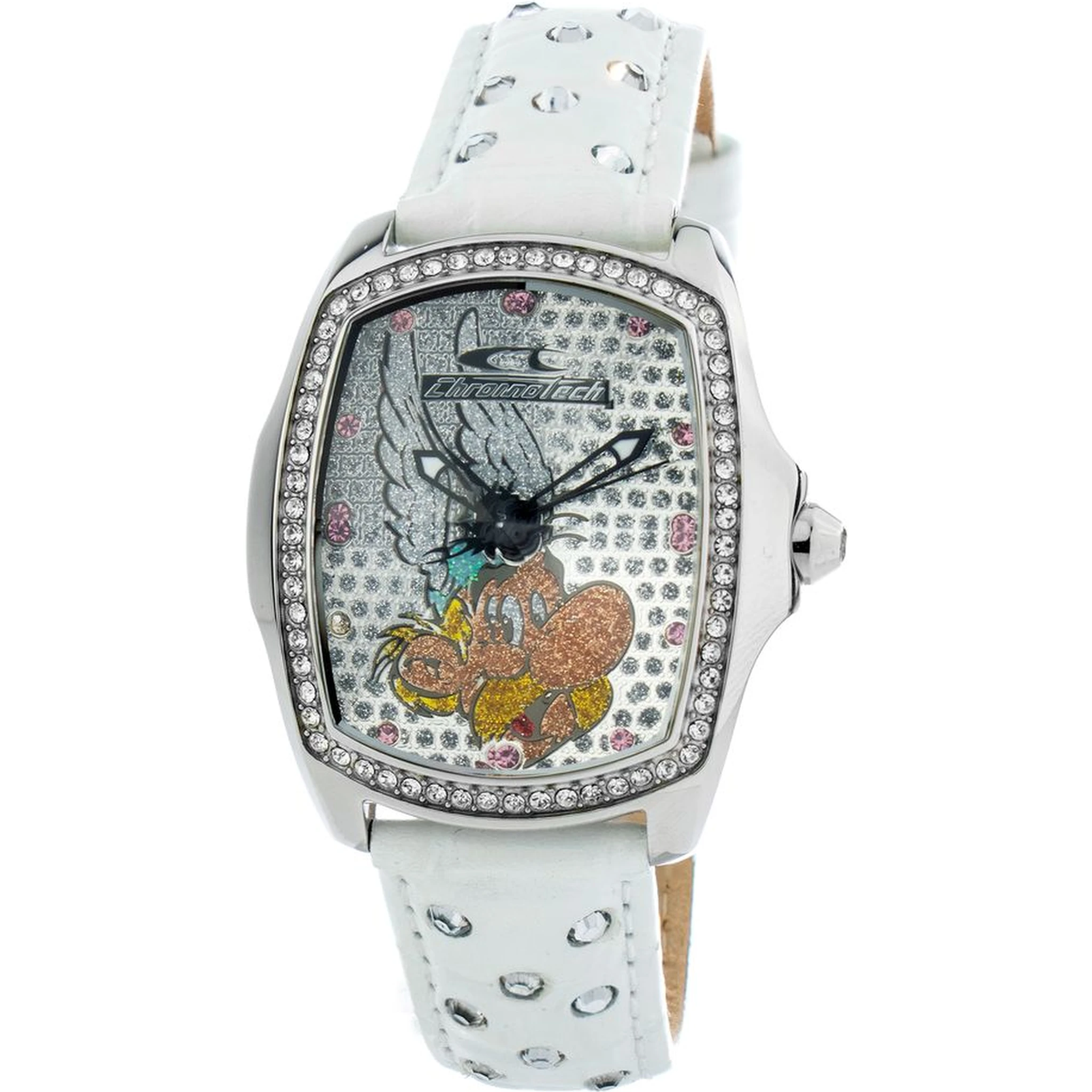 ساعة يد رسمية من الجلد الأبيض