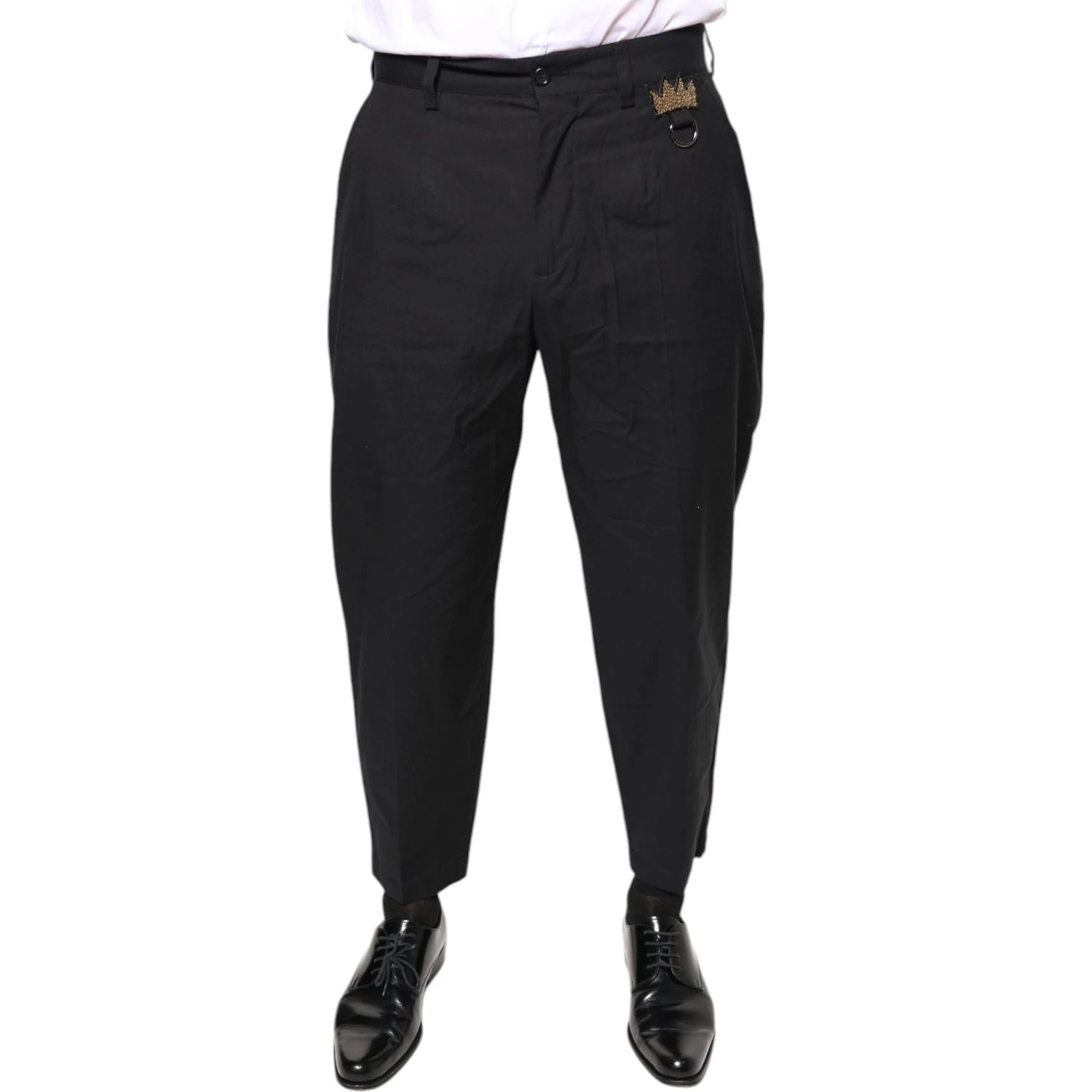 Black Crown Cotton Dress Pants