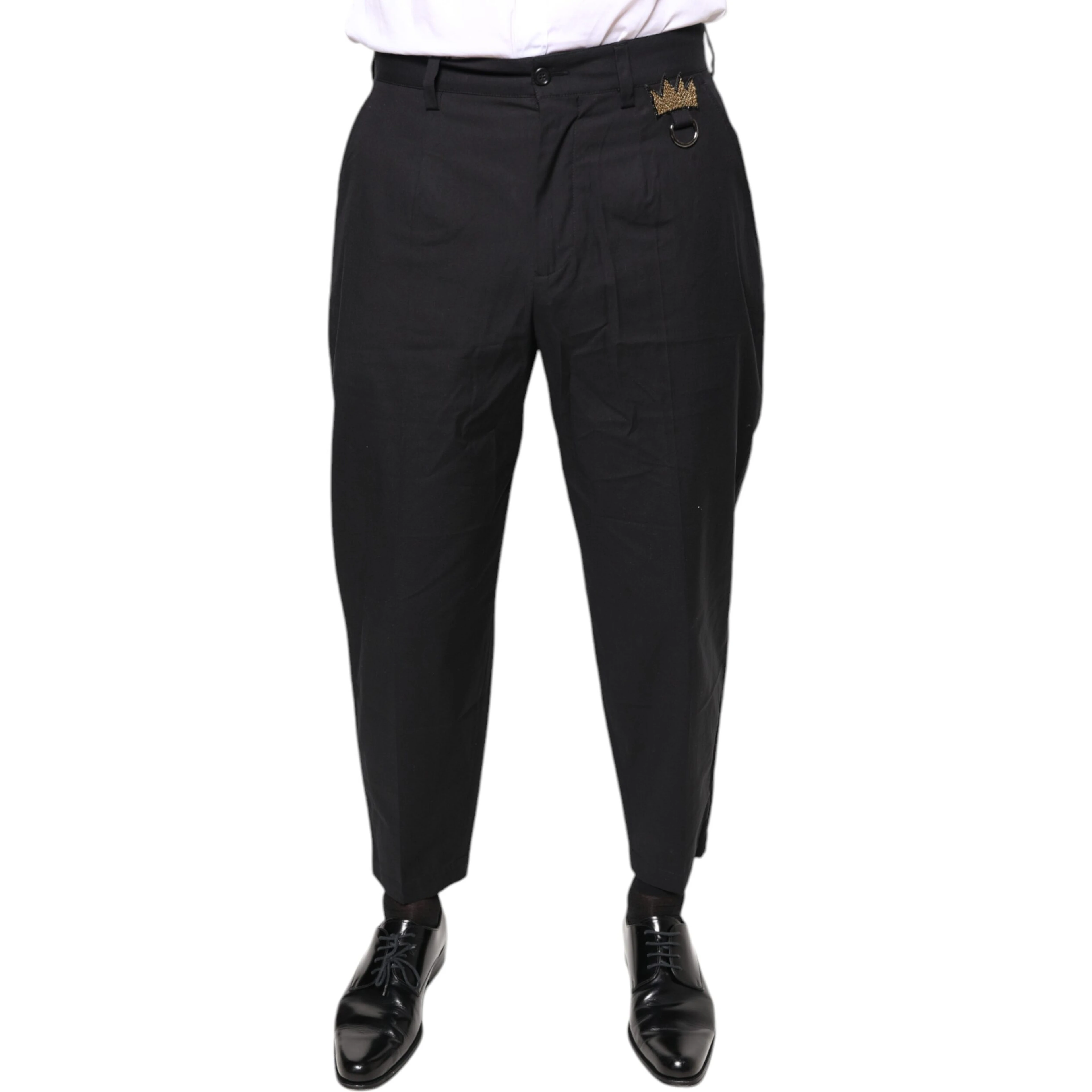 Black Crown Cotton Dress Pants