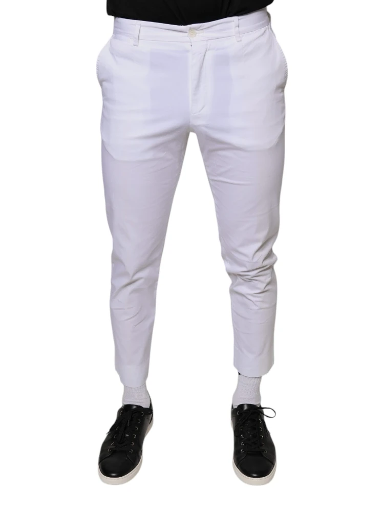 White Cotton Skinny Dress Pants